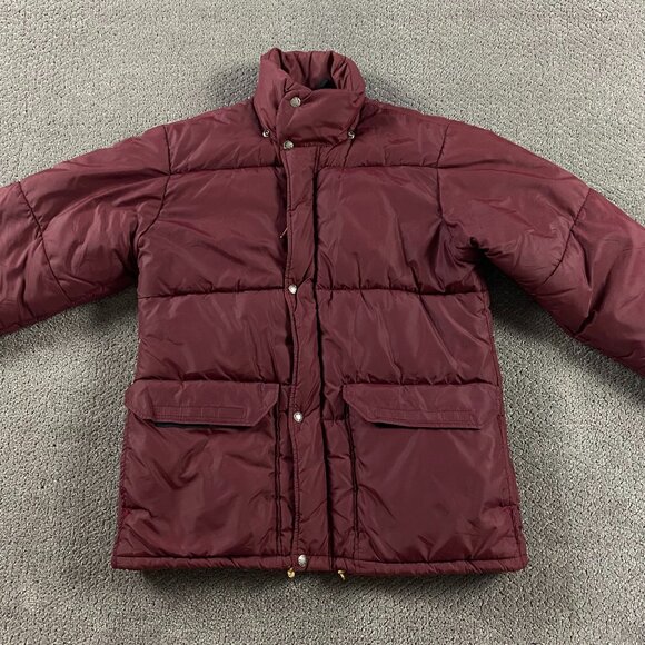 Vintage 70s 80s The North Face Down Puffer Jacket Men's Small Burgundy No Hood - Picture 3 of 14